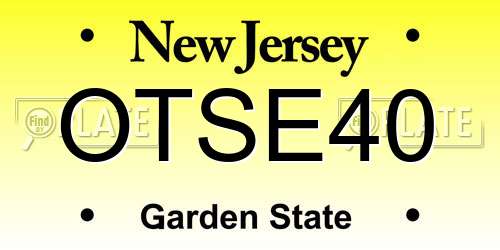 OTSE40 New Jersey License Plate