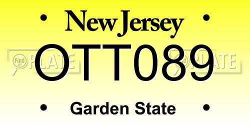OTT089 New Jersey License Plate