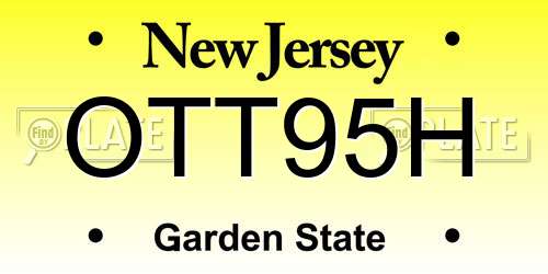 OTT95H New Jersey License Plate