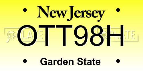 OTT98H New Jersey License Plate