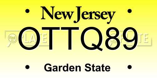 OTTQ89 New Jersey License Plate