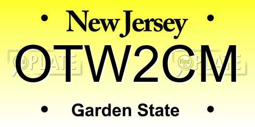 OTW2CM New Jersey License Plate