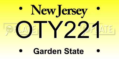 OTY221 New Jersey License Plate