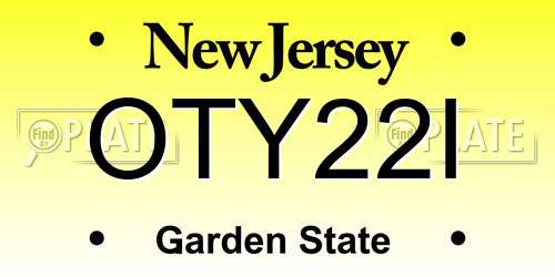 OTY22I New Jersey License Plate