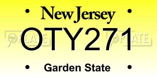OTY271 New Jersey License Plate