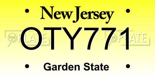 OTY771 New Jersey License Plate