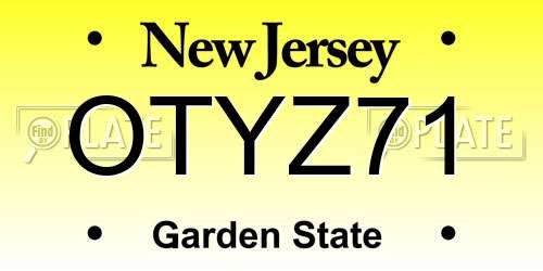 OTYZ71 New Jersey License Plate