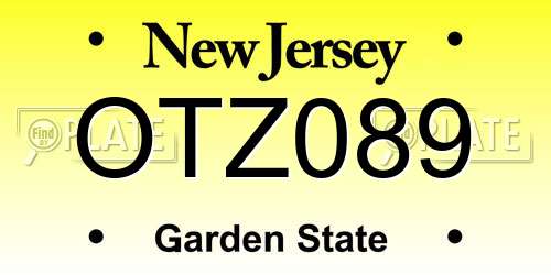 OTZ089 New Jersey License Plate