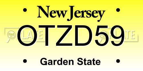 OTZD59 New Jersey License Plate