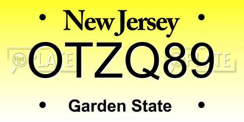 OTZQ89 New Jersey License Plate