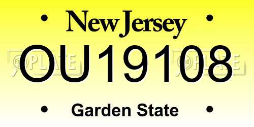 OU19108 New Jersey License Plate