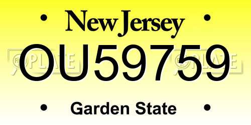 OU59759 New Jersey License Plate