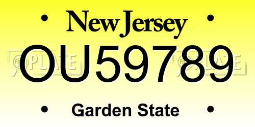 OU59789 New Jersey License Plate