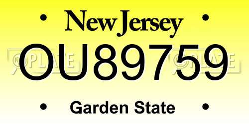 OU89759 New Jersey License Plate