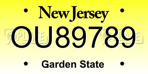 OU89789 New Jersey License Plate