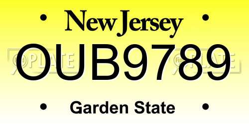 OUB9789 New Jersey License Plate
