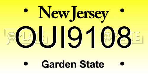 OUI9108 New Jersey License Plate