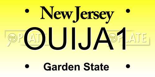 OUIJA1 New Jersey License Plate