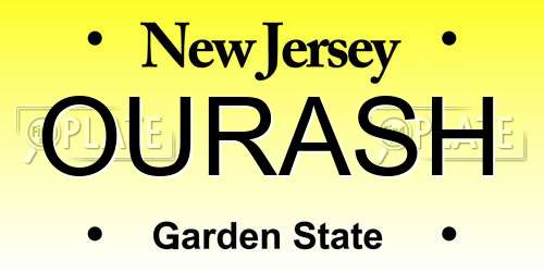 OURASH New Jersey License Plate