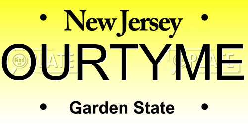 OURTYME New Jersey License Plate