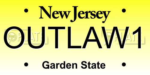 OUTLAW1 New Jersey License Plate