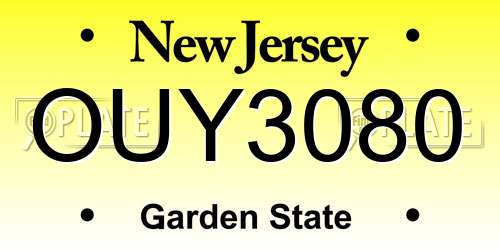OUY3080 New Jersey License Plate