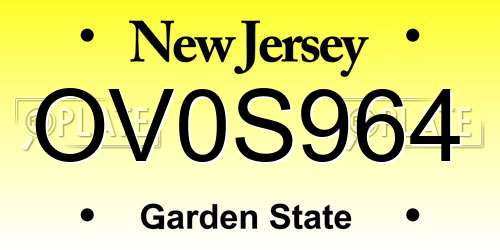 OV0S964 New Jersey License Plate