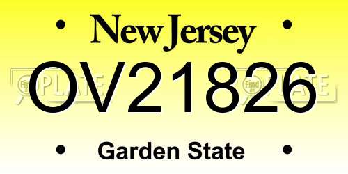 OV21826 New Jersey License Plate