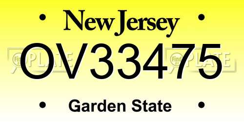 OV33475 New Jersey License Plate