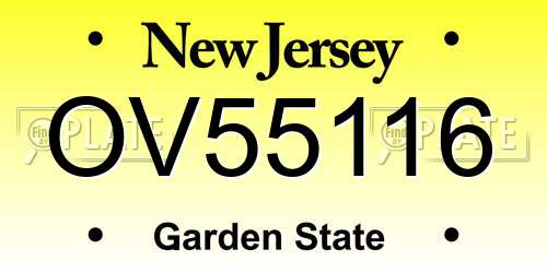 OV55116 New Jersey License Plate