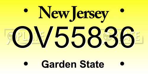 OV55836 New Jersey License Plate