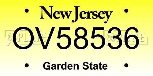 OV58536 New Jersey License Plate