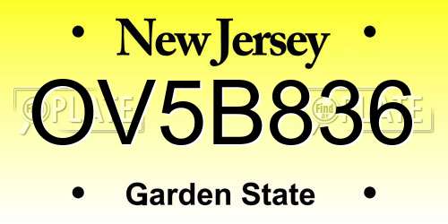 OV5B836 New Jersey License Plate
