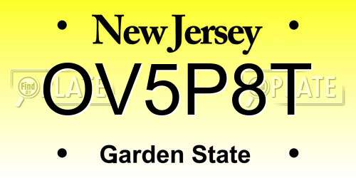 OV5P8T New Jersey License Plate