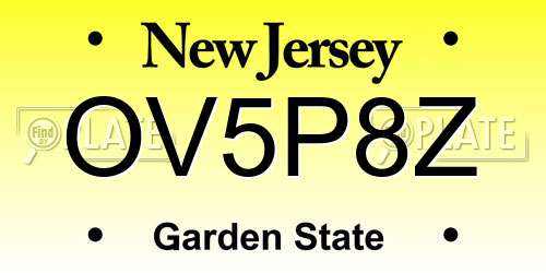 OV5P8Z New Jersey License Plate