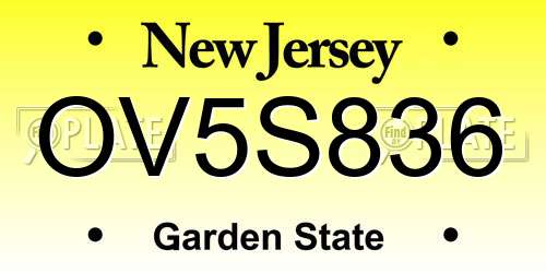 OV5S836 New Jersey License Plate