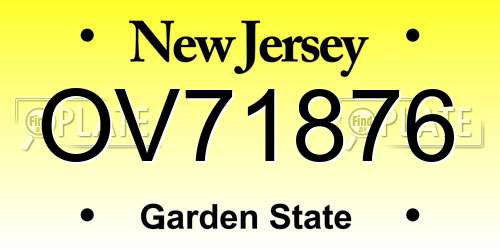 OV71876 New Jersey License Plate