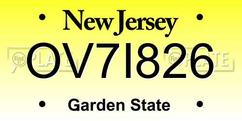 OV7I826 New Jersey License Plate