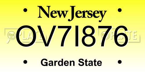OV7I876 New Jersey License Plate