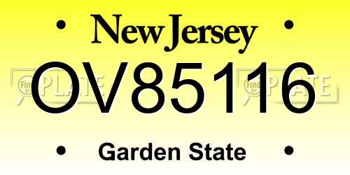 OV85116 New Jersey License Plate