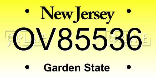 OV85536 New Jersey License Plate