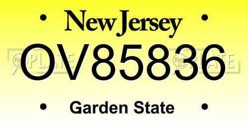 OV85836 New Jersey License Plate