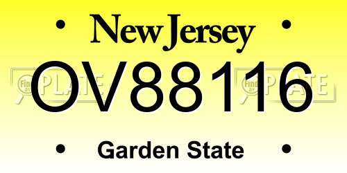 OV88116 New Jersey License Plate