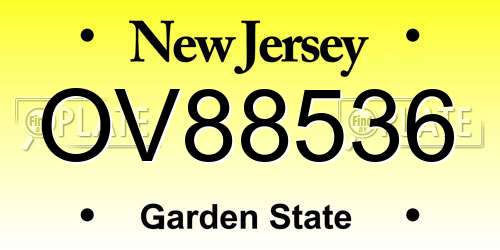 OV88536 New Jersey License Plate