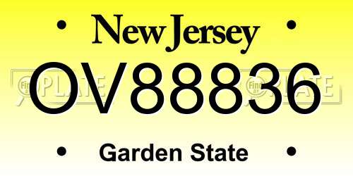 OV88836 New Jersey License Plate