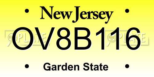OV8B116 New Jersey License Plate