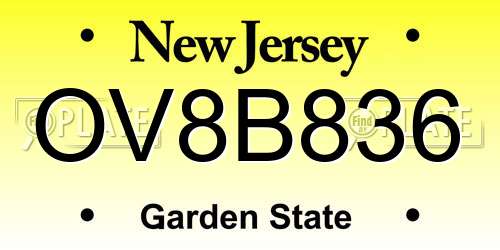 OV8B836 New Jersey License Plate