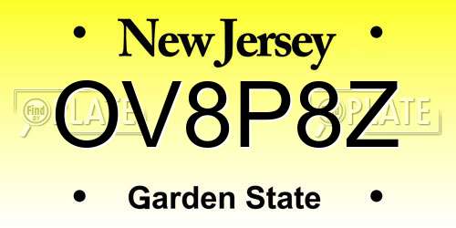 OV8P8Z New Jersey License Plate