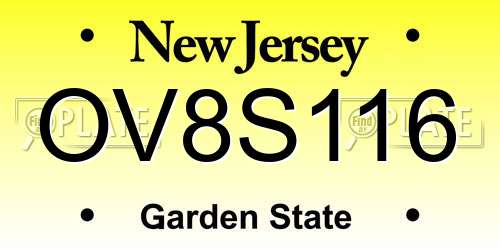 OV8S116 New Jersey License Plate