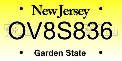 OV8S836 New Jersey License Plate